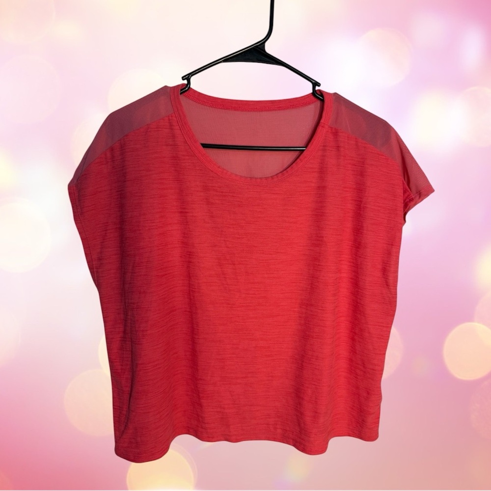 Women's Pink Short Sleeve Mesh-Panel Tee